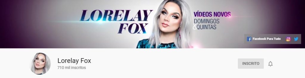 Print da imagem de capa do canal da Lorelay Fox no Youtube