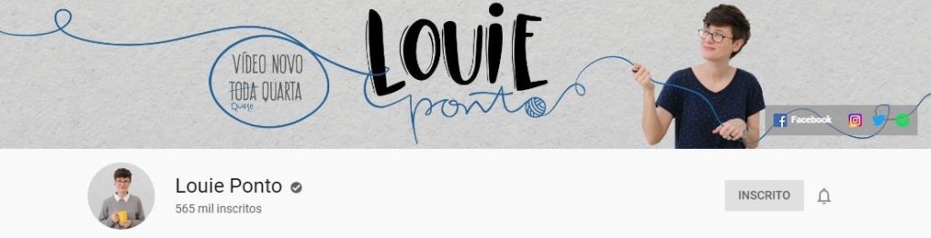Print da imagem de capa do canal da Louie Ponto no Youtube